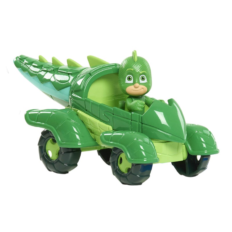 PJMASKS لعبة PJ Masks جيكو ومركبة جيكو، مجموعة من قطعتين لشخصية متحركة باللون الأخضر ومركبة لعشاقها، الأولاد، الأطفال، من عمر 3 سنوات وما فوق - Image 3