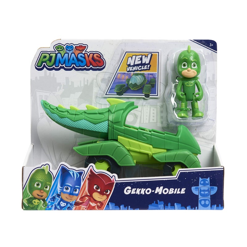 PJMASKS لعبة PJ Masks جيكو ومركبة جيكو، مجموعة من قطعتين لشخصية متحركة باللون الأخضر ومركبة لعشاقها، الأولاد، الأطفال، من عمر 3 سنوات وما فوق - Image 4