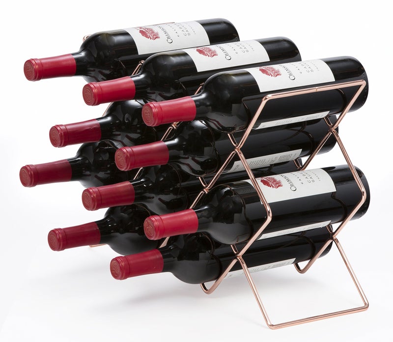 Mango Steam Mango Steam Elegant 10 Bottle Wine Rack Holder for Countertop and Fridge Storage  Rose Gold 