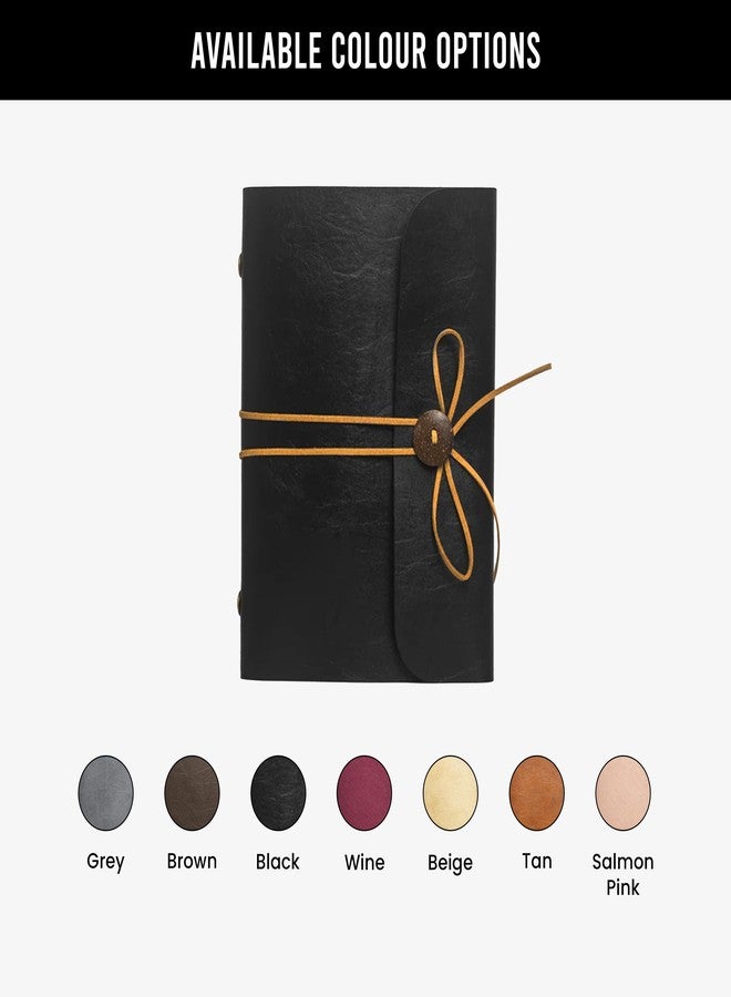 The Messy Corner Handcrafted Threaded Leather Diary | A Stylish A5 Travel Dairy for Men and Women | Perfect for birthday, anniversary gift | 90 GSM, 140 Ruled Pages | Black - Image 5