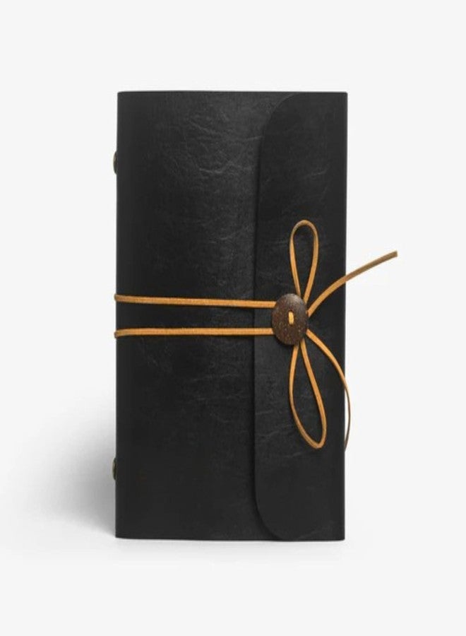 The Messy Corner Handcrafted Threaded Leather Diary | A Stylish A5 Travel Dairy for Men and Women | Perfect for birthday, anniversary gift | 90 GSM, 140 Ruled Pages | Black - Image 1