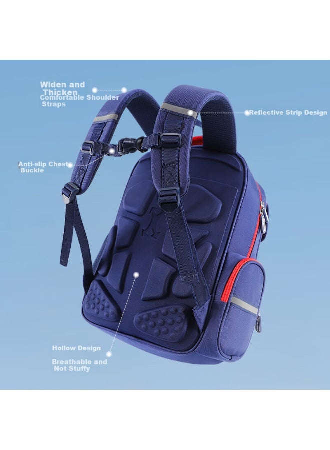 Ultraman Children's Backpack For Primary School Boys Grades 1-4, Lightweight Sero Double Shoulder Backpack Gift Box Set Su80092 Navy Blue - Image 2