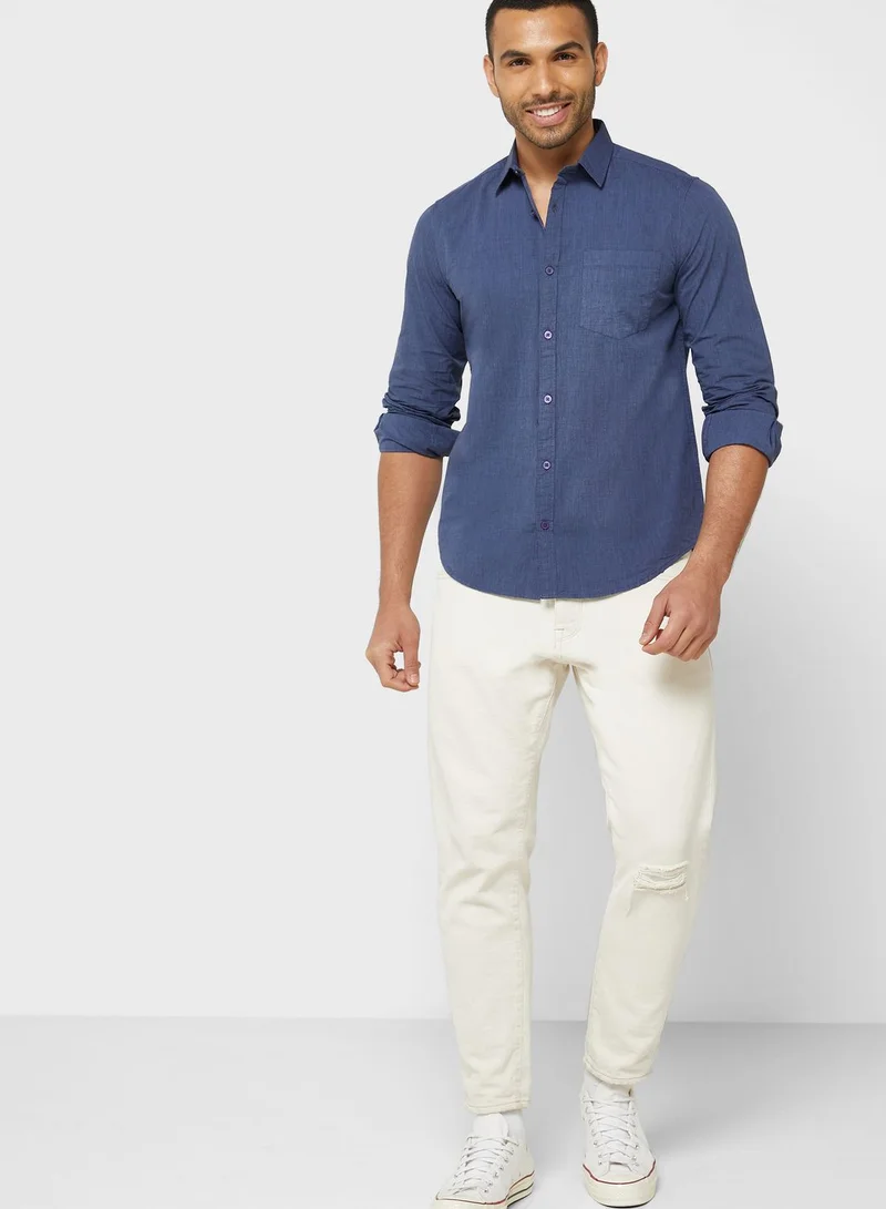 Seventy Five Solid Slim Fit Full Sleeve Casual Shirt