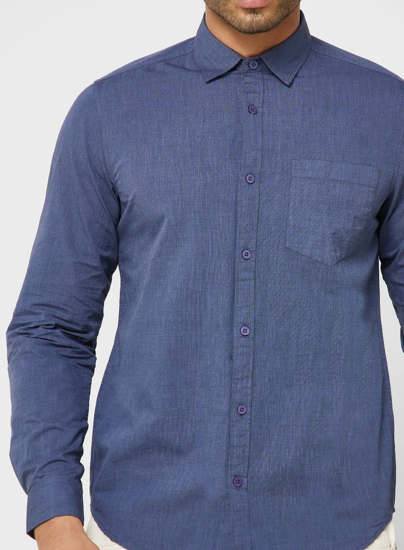 Seventy Five Solid Slim Fit Full Sleeve Casual Shirt