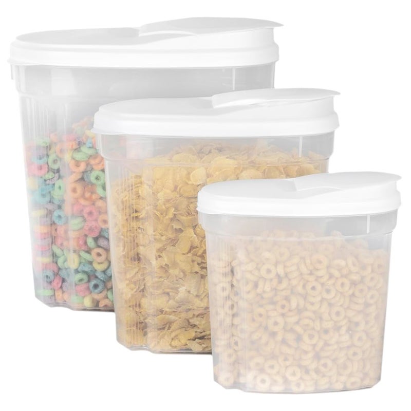 Home Basics Home Basics 3Piece Cereal Food Storage Container White Lids 