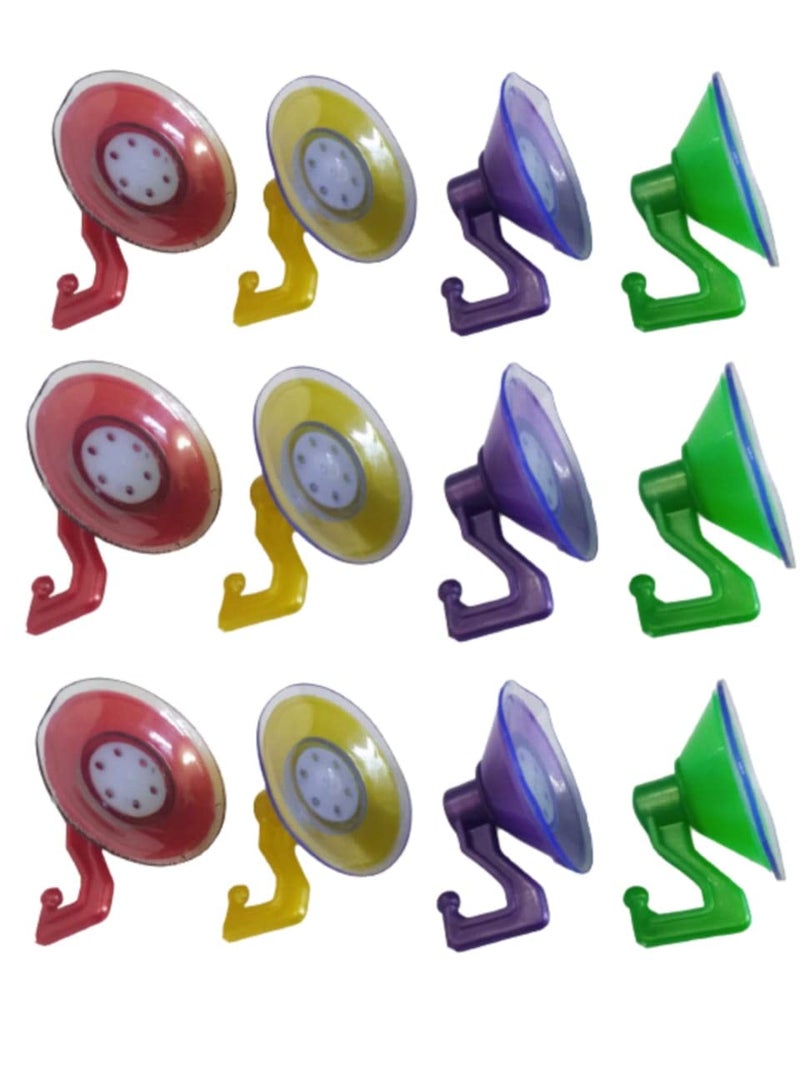 Beauty Tool Matt Pack of 12 Pcs White Glass Hooks Vacuum Wall Sucker Hooks for Glass Mirror Window Tile Wall Bathroom KitchenMulticolor 12pcz  - Image 1
