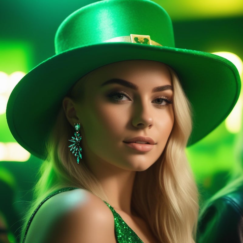 BriLove Women's Wedding Bridal Crystal Teardrop Multi Marquise Cluster Bling Dangle Earrings Emerald Color Gold-Toned - Image 4