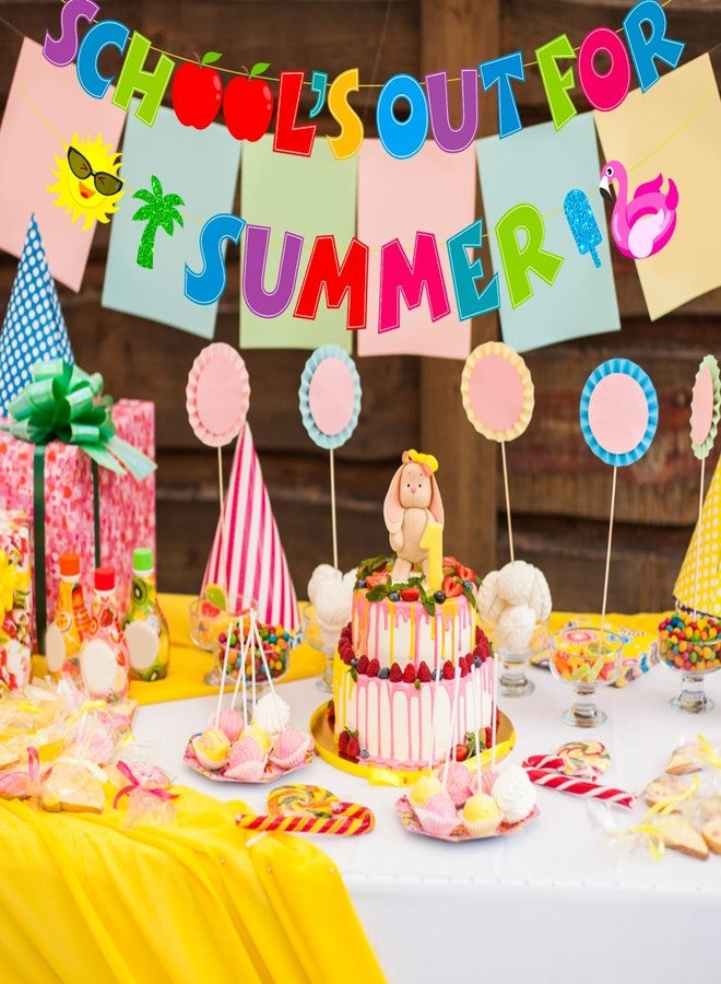 NUTTYBASH School's Out for Summer Banner Summer Party Decorations Include Hello Summer Banner and Hanging Swirls Last Day of School Decorations Pool Party Decorations - Image 5
