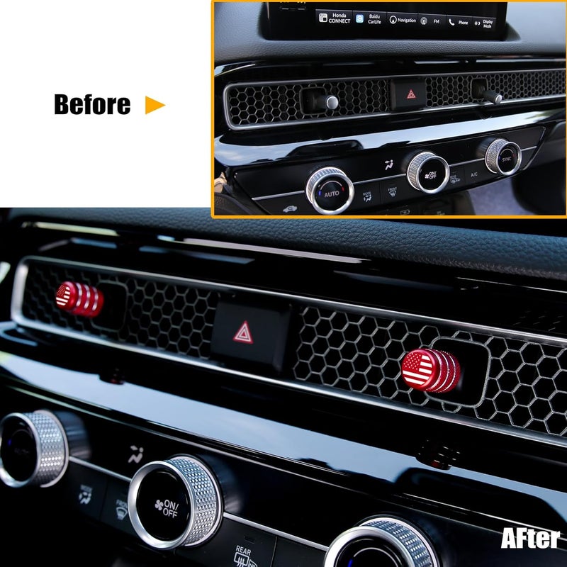 CKE 4pcs Red Flag Air Vent Cover Trim Caps for Honda - Image 2