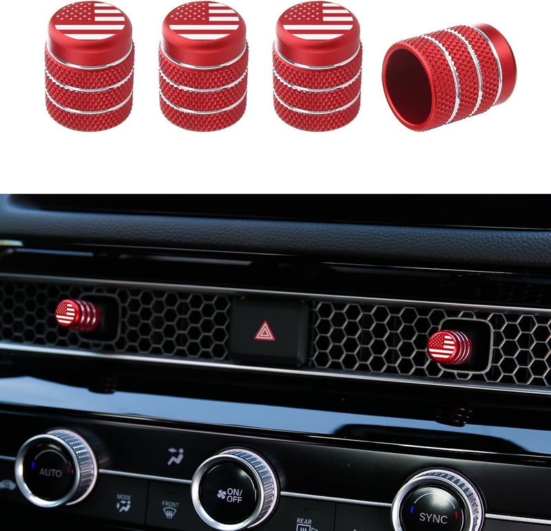 CKE 4pcs Red Flag Air Vent Cover Trim Caps for Honda - Image 1