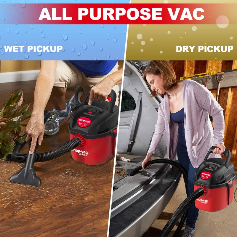 SHOPVAC Shop-Vac 2021000 1 Gallon 1 Peak Wet/Dry Vac, Portable Compact Micro Vacuum with Collapsible Handle Wall Bracket & Multifunction Accessories Uses Type A Filter Bag & Type MM Foam Sleeve - Image 5
