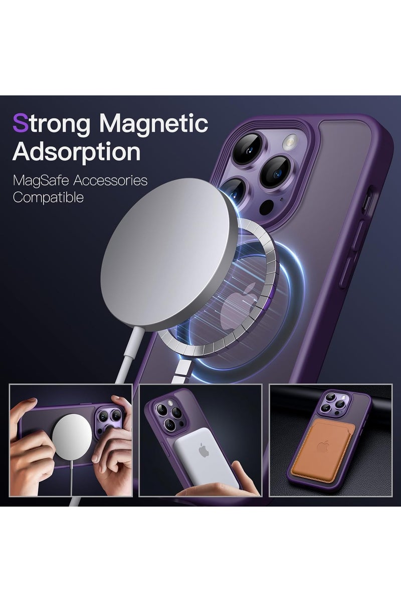 Denx Magnetic Case for iPhone 14 Pro  [Shockproof & Slim] Matte Hard Back Cover with high-Grade Protection | Purple - Image 2