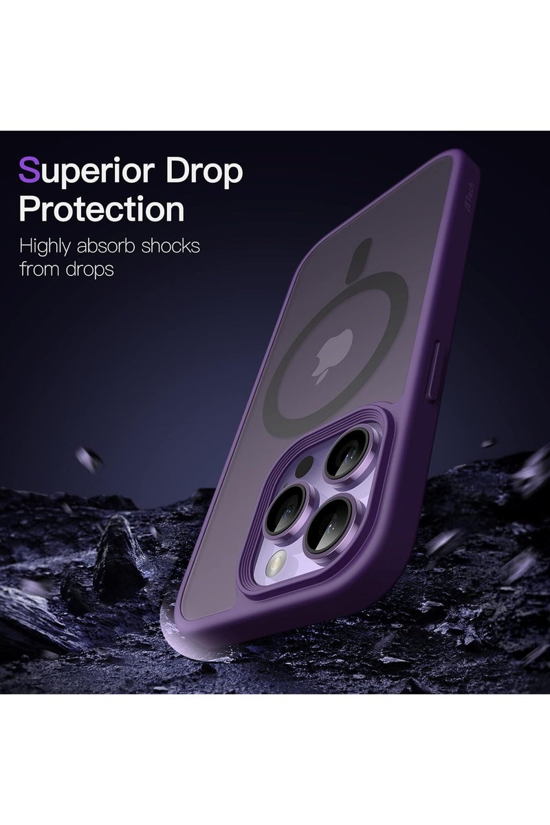 Denx Magnetic Case for iPhone 14 Pro  [Shockproof & Slim] Matte Hard Back Cover with high-Grade Protection | Purple - Image 3
