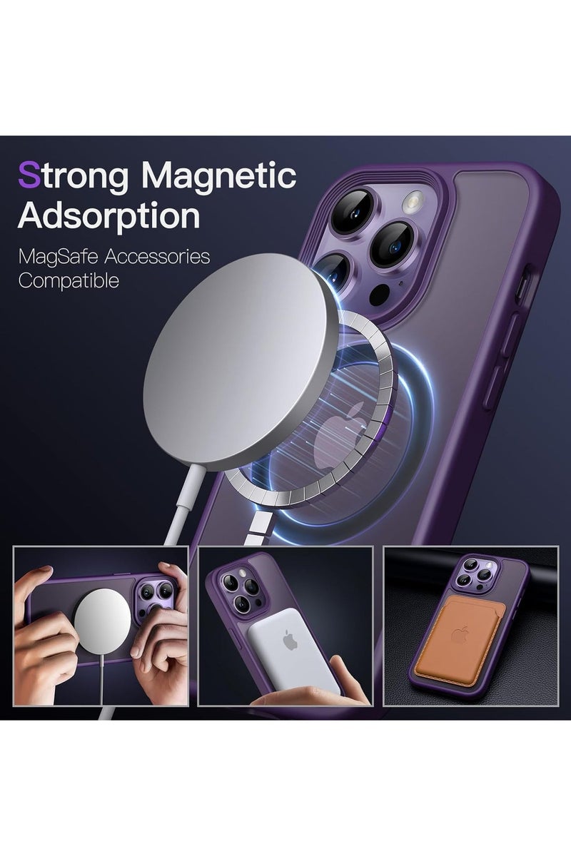 ACLIX Magnetic Case for iPhone 14 Pro  [Shockproof & Slim] Matte Hard Back Cover with high-Grade Protection | Deep Purple - Image 2