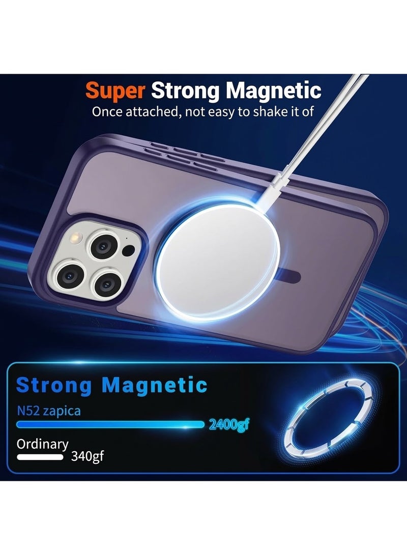 أكاليكس حافظة مغناطيسية مطفية (Matte) لهاتف iPhone 14 Pro [مقاومة للصدمات ونحيفة] - غطاء خلفي صلب بملمس مطفي وحماية فائقة الجودة | بنفسجي داكن - Image 2