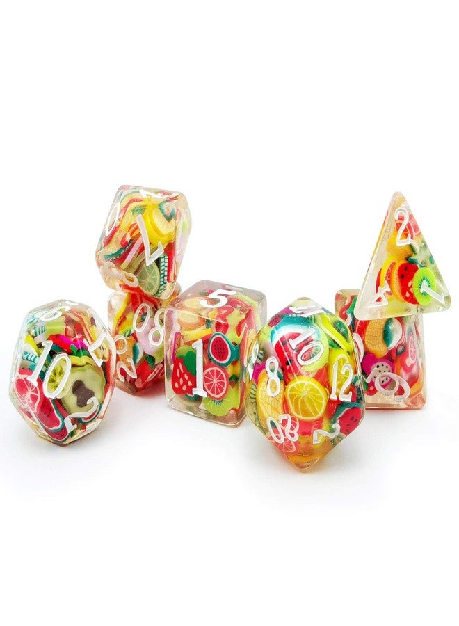 BESCON DICE Fruit Polyhedral Dice Set, Novelty RPG Dice Set of 7 - Image 1