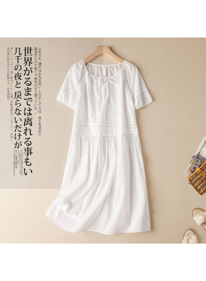 XINYANG Women's Dress 2025 Summer French Elegance Pure Cotton Midi Dress Slim Fit A-line Skirt - Image 2