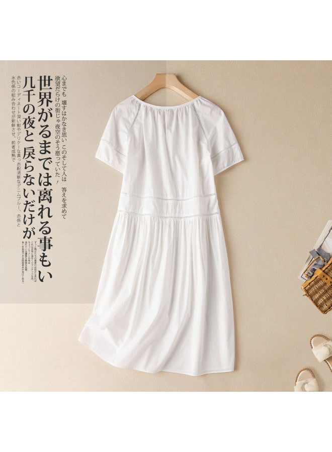 XINYANG Women's Dress 2025 Summer French Elegance Pure Cotton Midi Dress Slim Fit A-line Skirt - Image 3