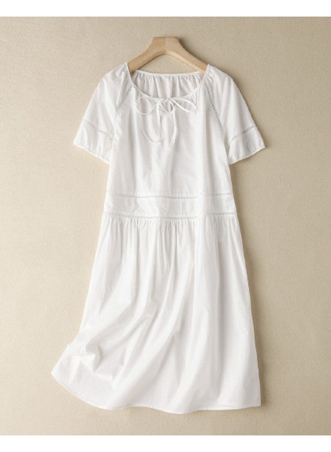 XINYANG Women's Dress 2025 Summer French Elegance Pure Cotton Midi Dress Slim Fit A-line Skirt - Image 1