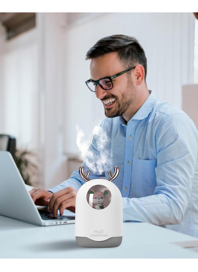 300ml Cute Cat Mini Humidifier – Portable Cool Mist Diffuser with Auto Shut-Off for Car, Room, Bedroom & Desktop Use