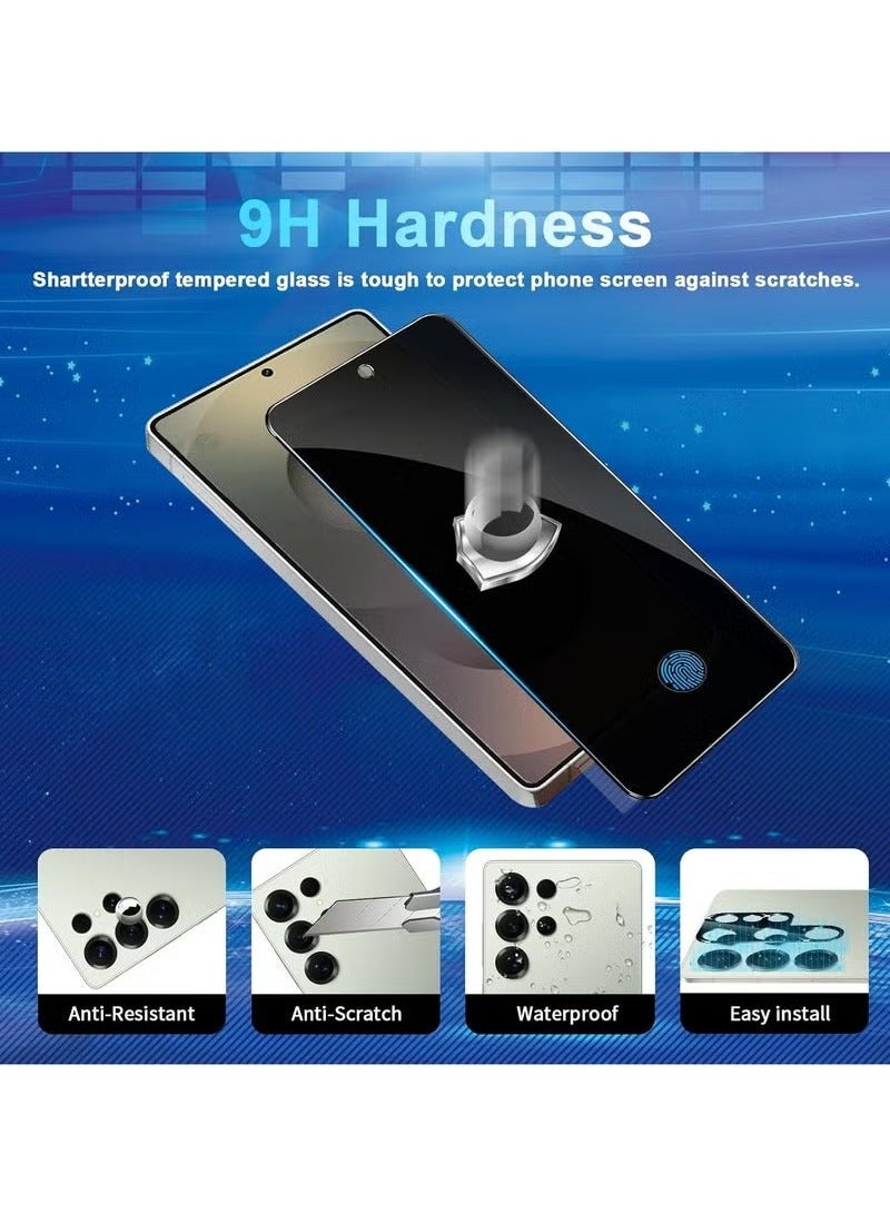 TIGER 2+2 Pack Galaxy S25 Ultra Privacy Screen Protector – 2-Pack Anti-Spy Tempered Glass Film + 2-Pack Camera Lens Protector for Samsung Galaxy S25 Ultra 5G | Bubble-Free, HD Clarity, Scratch Resistant, Anti-Fingerprint, Full Privacy Protection - Image 4