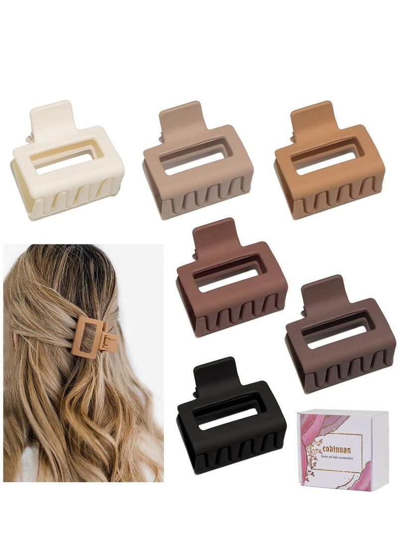 cobinaan - Medium Claw Hair Clips for Women Girls, 2" Matte Rectangle Small Hair Claw Clips for Thin/Medium Thick Hair, Hair Jaw Clips Nonslip Clips (Warm color) - Image 1