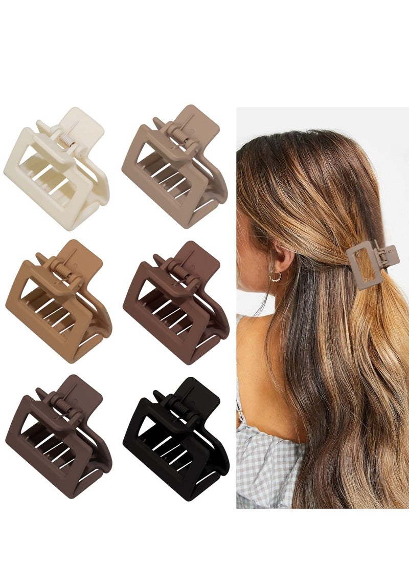 cobinaan - Medium Claw Hair Clips for Women Girls, 2" Matte Rectangle Small Hair Claw Clips for Thin/Medium Thick Hair, Hair Jaw Clips Nonslip Clips (Warm color) - Image 1