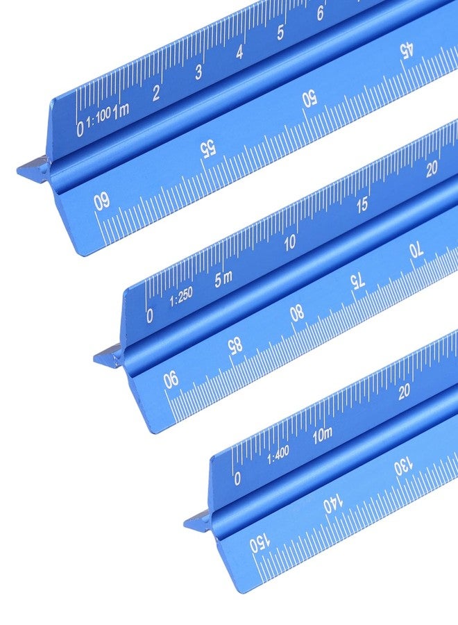 YOKIVE Metric Engineer Scale Ruler, (13 Inch, Blue) Architectural Large Scale Ruler Aluminum Triangular Civil Drafting Tool for Architect Blueprint Engineering Office Supplies - Image 1