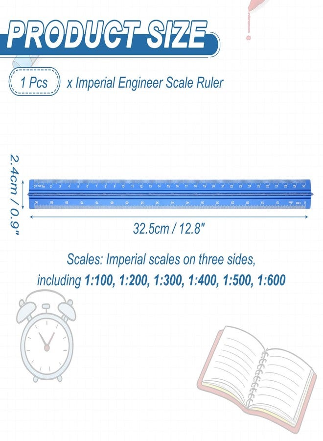 YOKIVE Metric Engineer Scale Ruler, (13 Inch, Blue) Architectural Large Scale Ruler Aluminum Triangular Civil Drafting Tool for Architect Blueprint Engineering Office Supplies - Image 2
