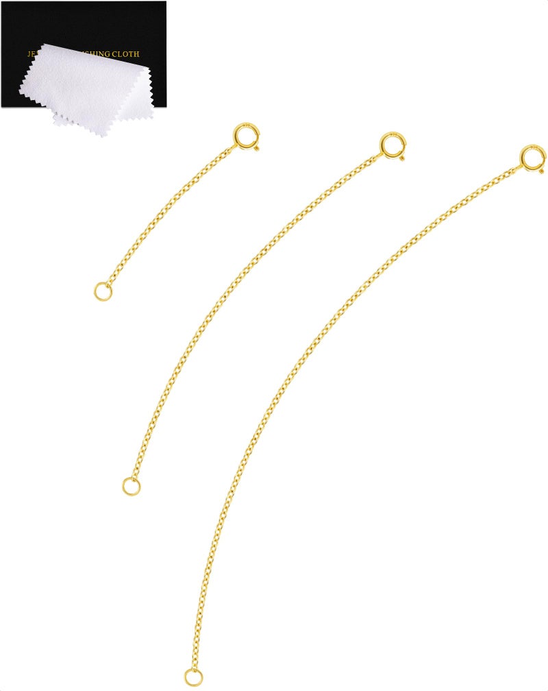 VANBARIS 925 Sterling Silver Necklace Extenders Gold Necklace Extender Chain Bracelet Anklet Jewelry Extension for Women 3 Piece Set 2 4 6 Inches