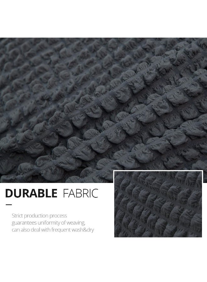 VINNYSEN Armchair Cover Dark Grey Armchair Slipcover 1 Piece Easy Fitted Sofa Couch Covers Universal High Stretchable Durable Furniture Protector with Skirt Country Style (1 Seater Dark Gray) - Image 5