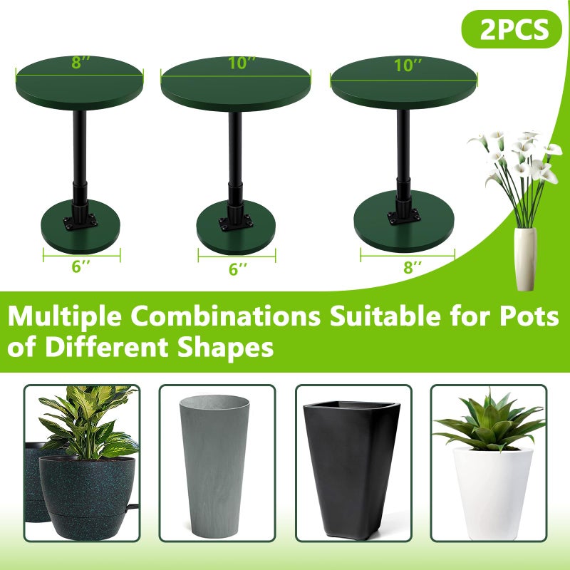 Axcoix 2 Pack Adjustable Height Plant Risers for Inside Pots, 7.5-12" Planter Inserts for Large Pots, Pot Fillers for Tall Square Round Taper Planters (6" 8" 10" Base or Top) - Image 2