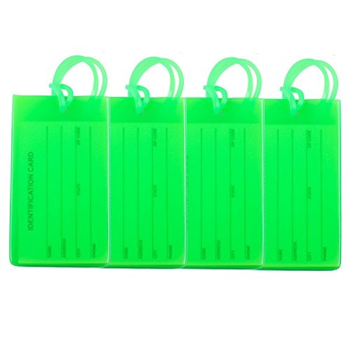 AI-DEE 4 Packs Colorful Flexible Travel Luggage Tags for Baggage Bags/Suitcases - Name ID Labels Set for Travel - Green - Image 1