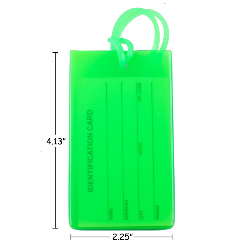 AI-DEE 4 Packs Colorful Flexible Travel Luggage Tags for Baggage Bags/Suitcases - Name ID Labels Set for Travel - Green - Image 2