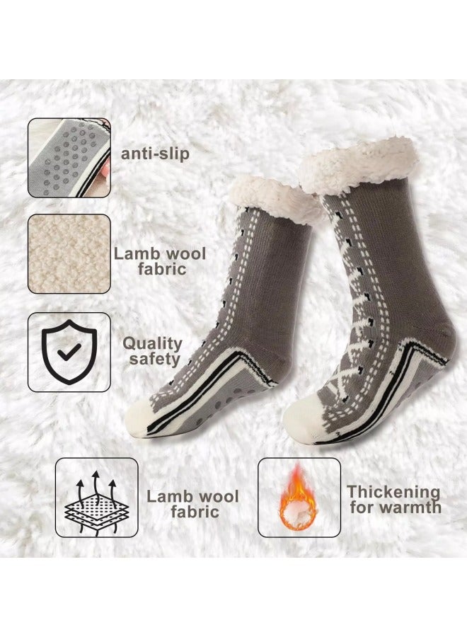 GGEROU Two Pairs of Ultra Thick Socks, Non Slip Fluffy Warm Winter Slipper Socks, Slipper Socks with Grips One Size - Image 2