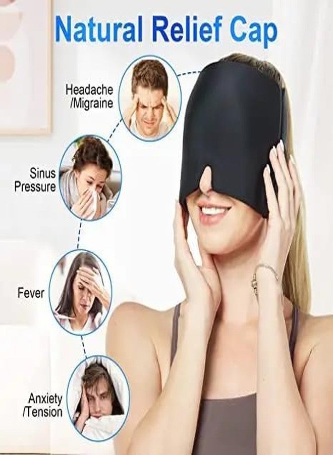 AMENDAS Migraine Relief Cap for Migraines, Headaches, Sinuses, Tension Relief Headache Relief Cap for Men & Women Hot and Cold Therapy Relaxing Thermax Migraine Cap, Migrane Relaxing Cap - Black - Image 2