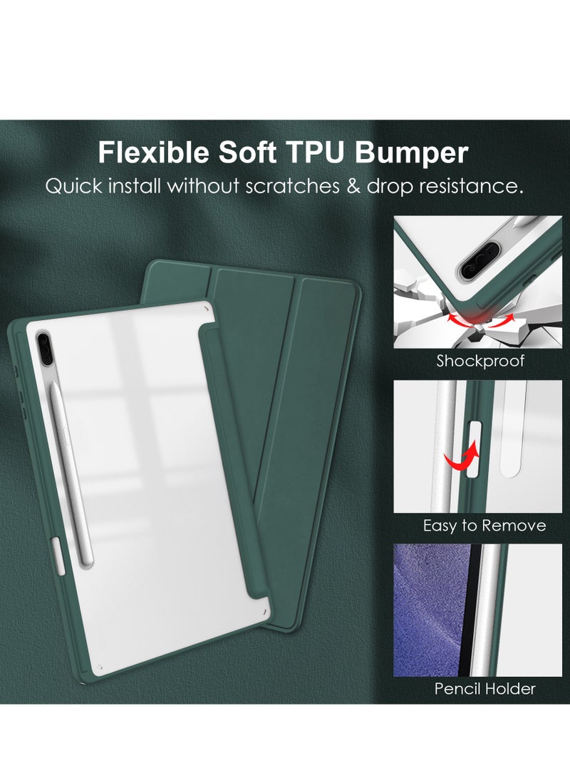 اليشمك Case for Samsung Galaxy Tab S8/Tab S7 11 Inch (Model SM-X700/X706/T870/T875/T878) with Pen Holder, Shockproof Cover with Clear Transparent Back Shell, Auto Wake Sleep - Image 4