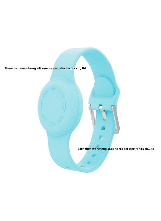Generic Suitable For Airtag Protective Cover Apple Anti-lost Locator Waterproof Strap Airtag Bump Cartoon Children's Bracelet-Color:Mint Green Strap*1 Piece+opp Bag-Applicable Models:18mm (airtag Children's Waterproof Strap Protective Cover  - Image 1
