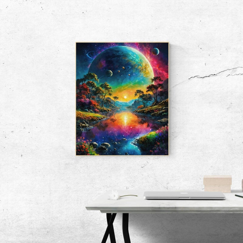 ldazao Earth and Stars Space DIY Paint by Number, Mountain Paint by Numbers for Adults - Landscape Paint by Number On Canvas Without Frame for Gift Home Wall Decor(16x20inch) - Image 4