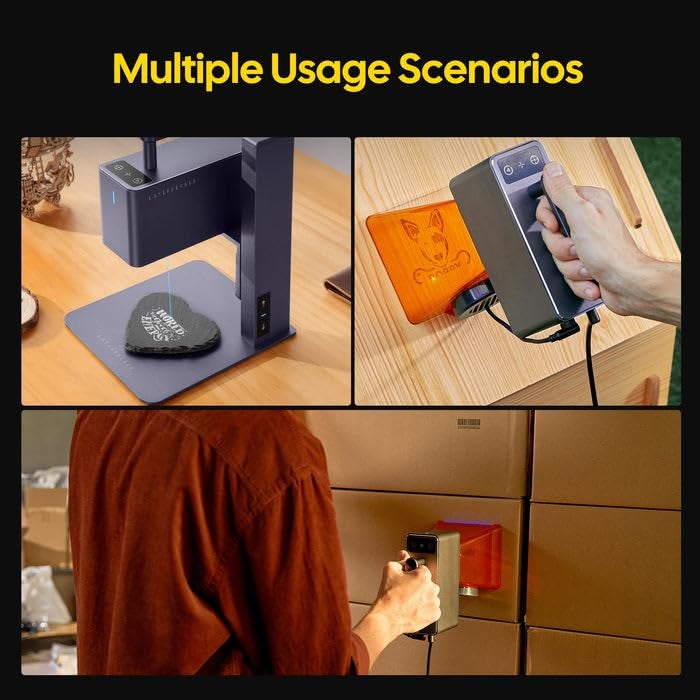 LaserPecker LP2 Handheld Laser Engraver, 1kg Portable Engraving Machine for Wood/Leather/Coated Metal, 36000mm/min Speed & 0.05mm Precision, Multi-Angle Engraving, Basic Set - Image 2