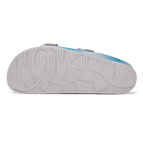 FUNKYMONKEY Women's Plastic Sandals New Upgrade Quality EVA Waterproof Double Buckle Adjustable Slides Shoes (6 M US, New Variation Silver&Blue&Purple/XPZ) - Image 4