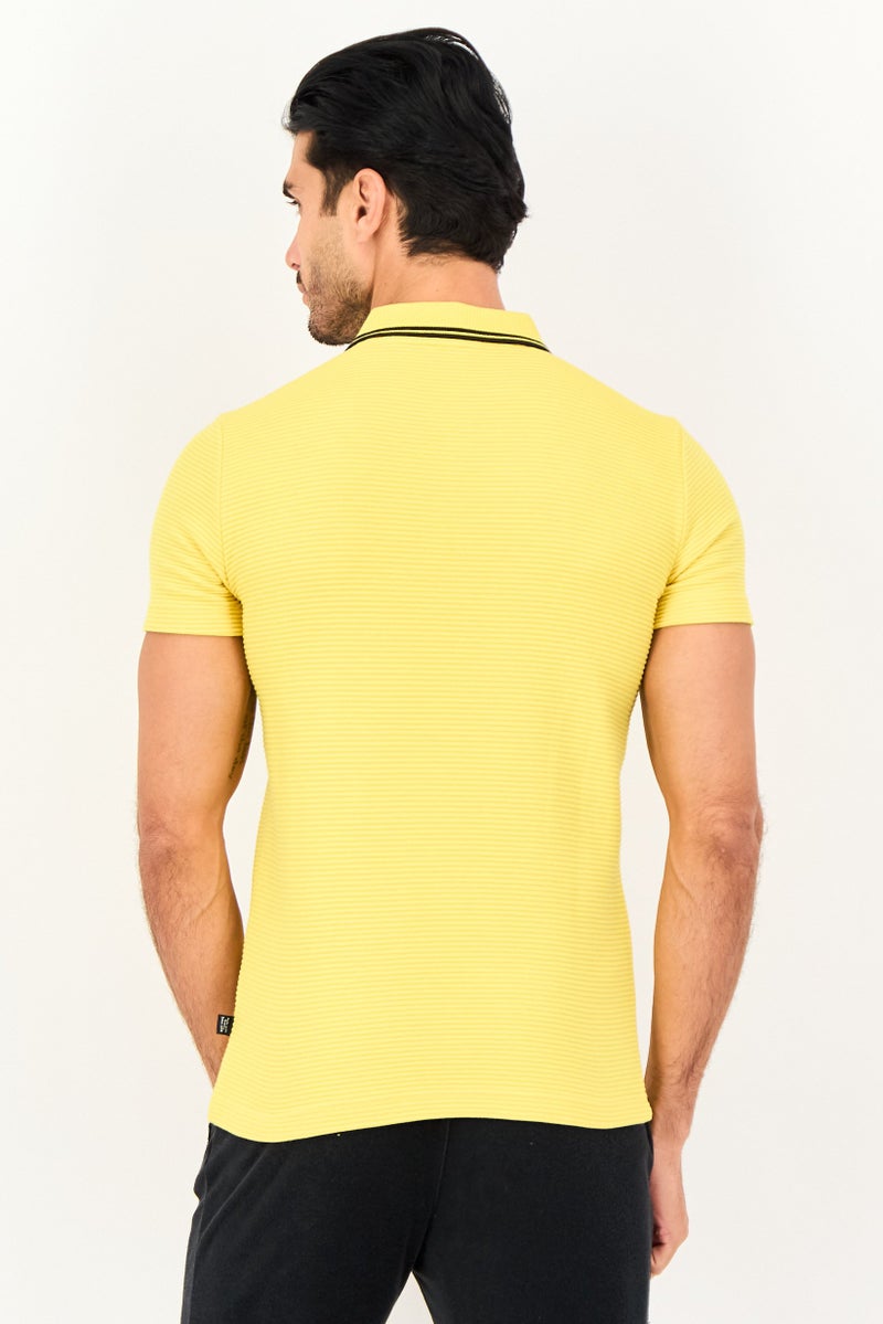 PUMA Men Sportswear Fit Embroidered Logo Short Sleeve Outdoor Polo Shirt, Yellow - Image 2