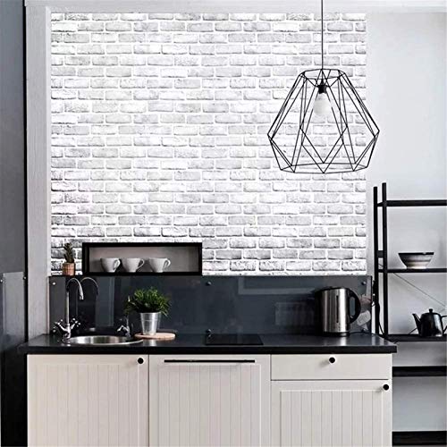 Yancorp 10ft White Gray Brick Wall Paper Peel and Stick Wallpaper Brick Vinyl Wrap,Self-Adhesive Paper Backsplash Kitchen Living Room - Image 4