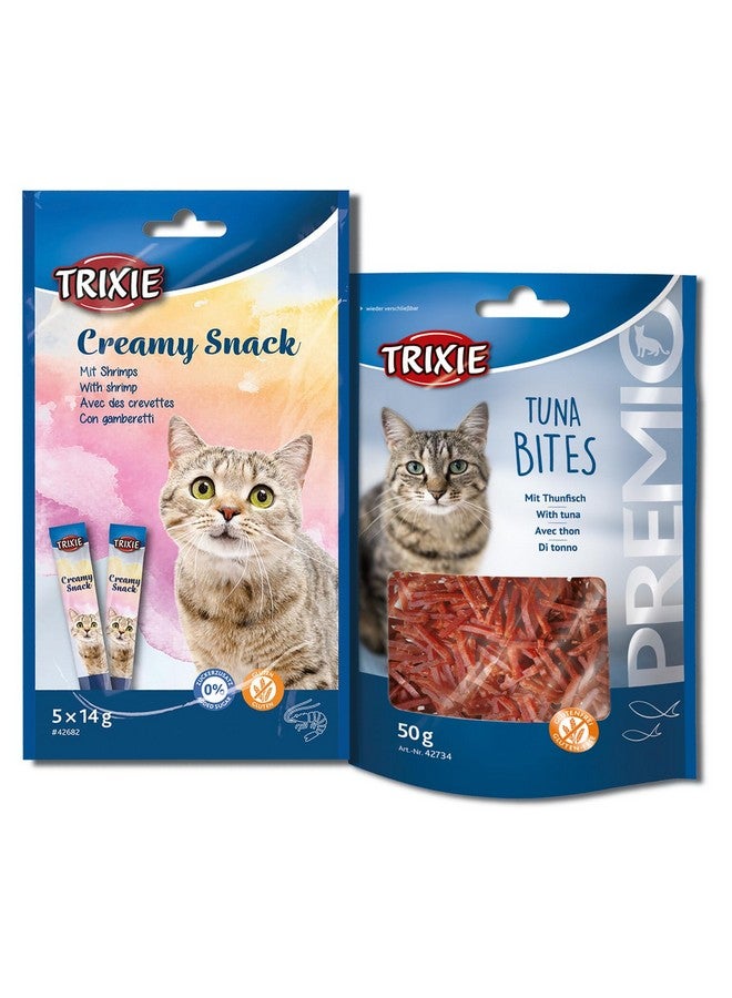 تريكسي مجموعة مكافآت القطط من مكعبات الدجاج بالجبن الفاخر ووجبة خفيفة من التونة والروبيان الكريمية، مكافآت غنية بالعناصر الغذائية للقطط، مناسبة لجميع السلالات - (عبوة من قطعتين) - Image 1