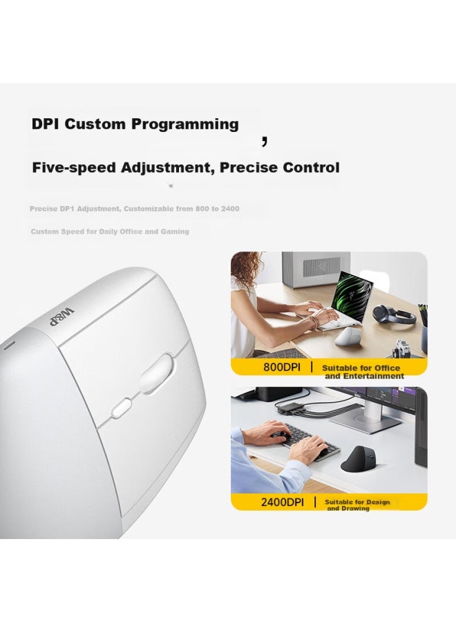 WP Vert Ergonomic Mouse Vertical Grip Relieves Fatigue Wireless Bluetooth Three Modes Silent Suitable For Desktop Laptop Business Office Wp - Image 3