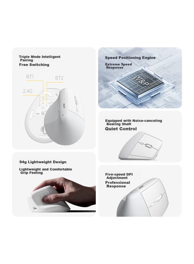 WP Vert Ergonomic Mouse Vertical Grip Relieves Fatigue Wireless Bluetooth Three Modes Silent Suitable For Desktop Laptop Business Office Wp - Image 1