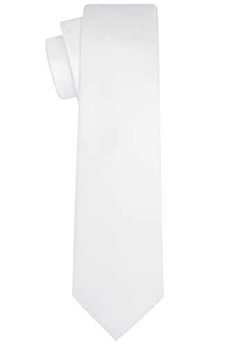 KissTies Mens White Tie Wedding Necktie Satin Formal Ties + Gift Box - Image 3