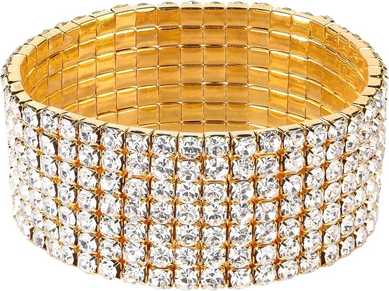 Zealmer Sparkle Multicolor Rhinestone Stackable Stretch Bracelets for Women - Image 1