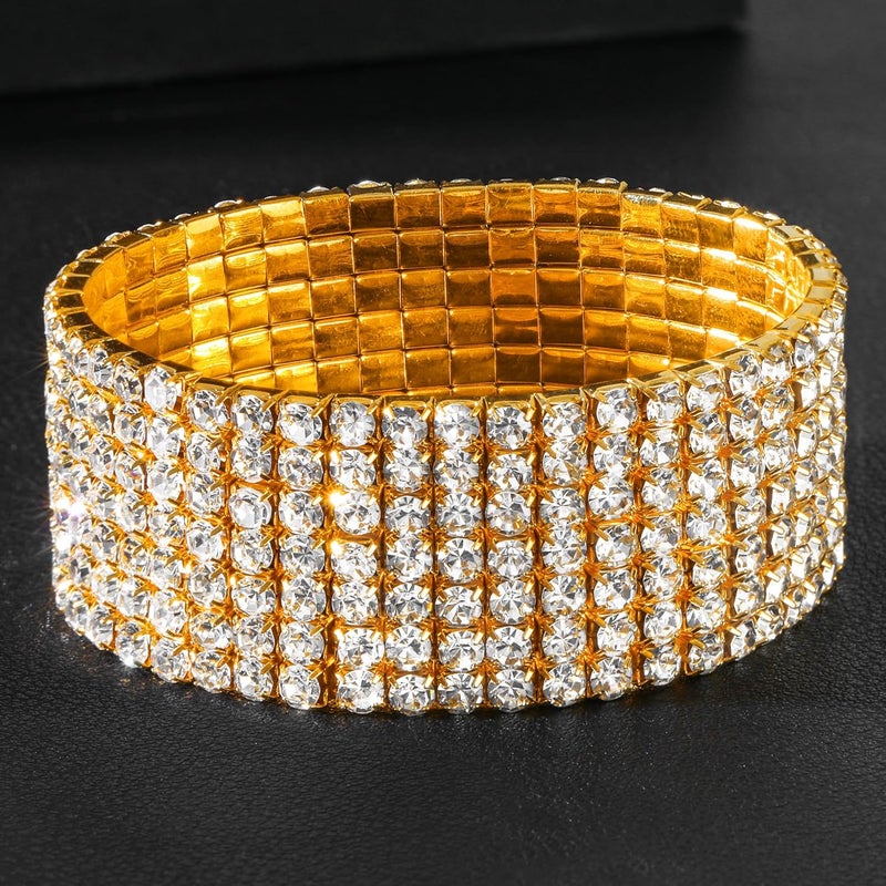 Zealmer Sparkle Multicolor Rhinestone Stackable Stretch Bracelets for Women - Image 5