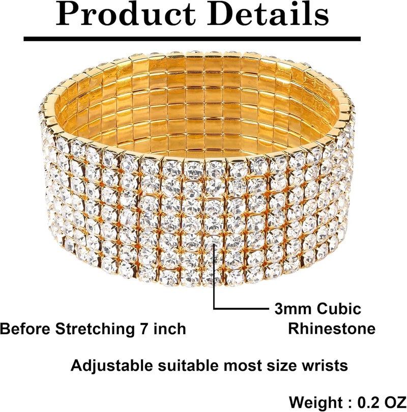 Zealmer Sparkle Multicolor Rhinestone Stackable Stretch Bracelets for Women - Image 2